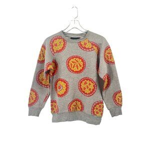 Lazy Oaf Pizza Party Sweatshirt Gray Crew Neck Sz Womens Small